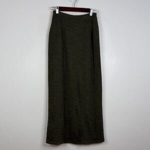 Vintage Sweater Skirt Women Small Olive Green Wool Knit Long Maxi Made in Canada